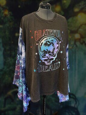 Grateful Dead Upcycled Festival poncho | Kimono Sleeve Patchwork One of a Kind